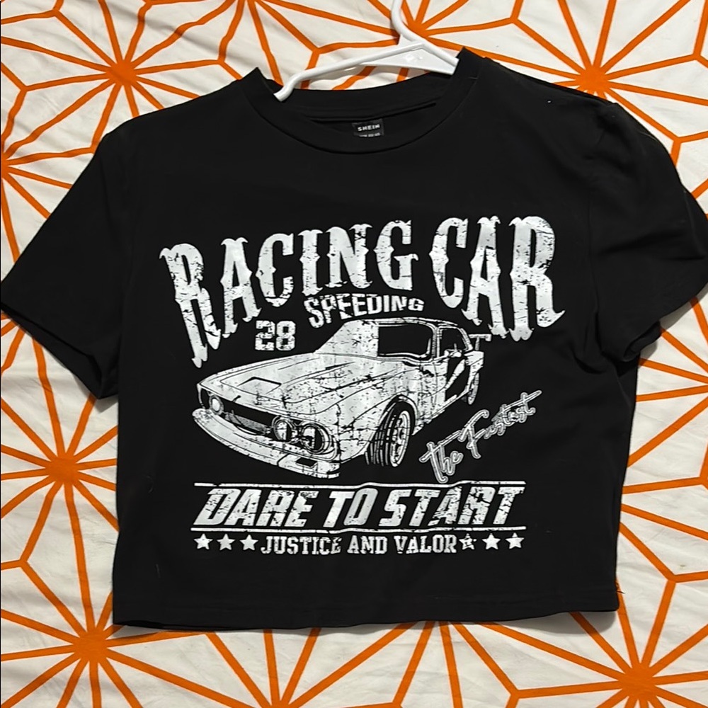 SHEIN Black Racing Car Graphic Tee